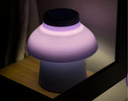 Lavender Zen Lamp illuminated in a mirror